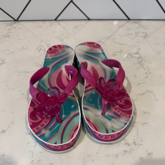 BCBGeneration platform flip flops pink gem flower accent size 10 Y2K baddie - Picture 5 of 9